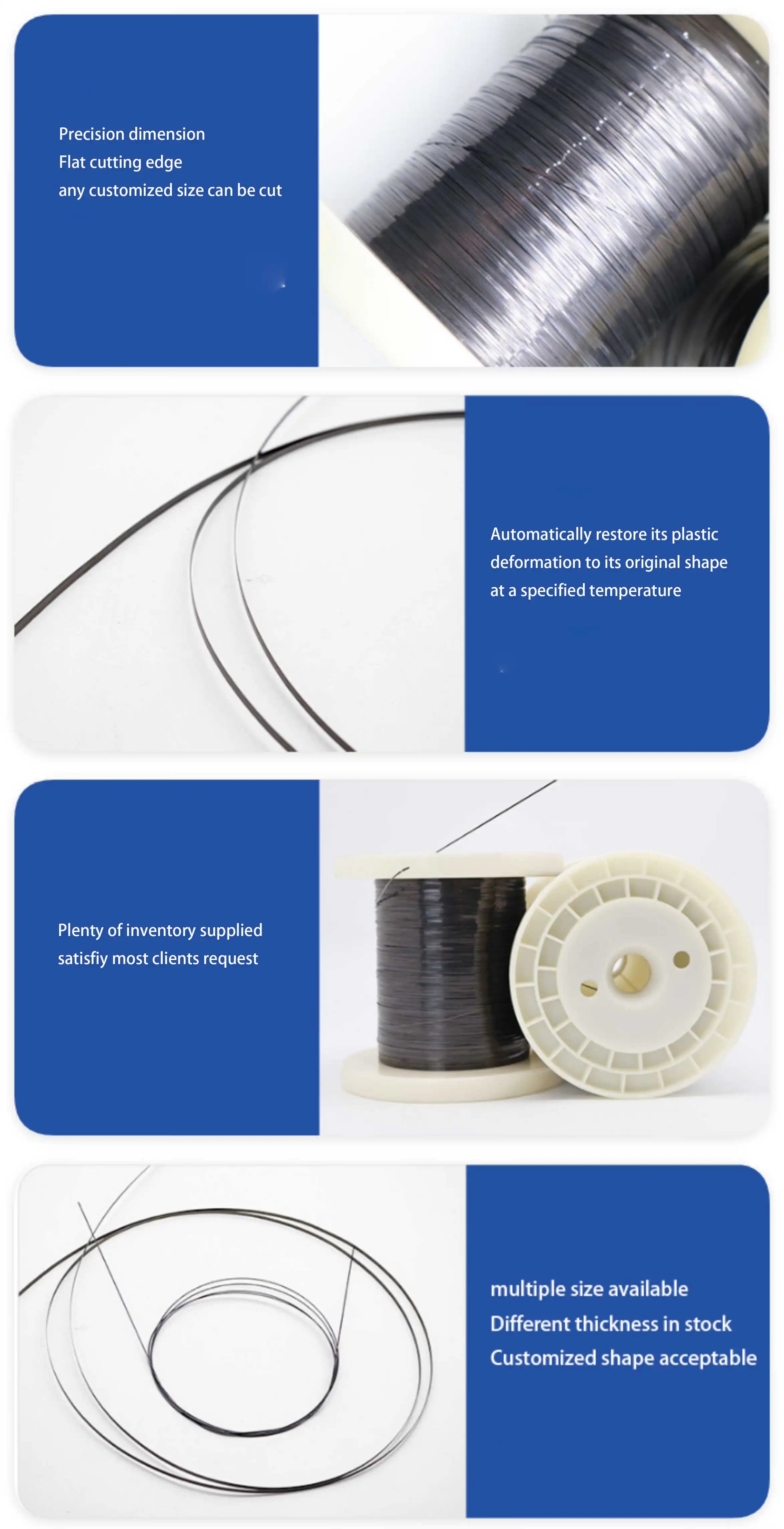 Nickel titanium alloy flat wire